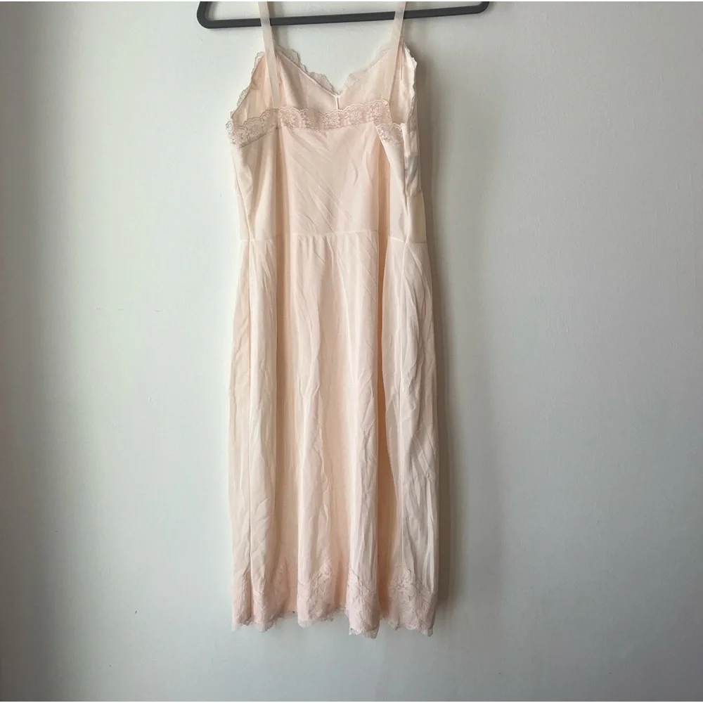 Vintage Pink Lace Slip Dress 34 | Midi Length Lingerie Coquette Bridal Style - Picture 7 of 9